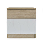 Tron Night Stand- Travertine & White