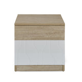 Tron Night Stand- Travertine & White