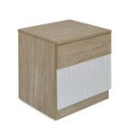Tron Night Stand- Travertine & White