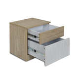 Tron Night Stand- Travertine & White