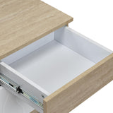 Tron Night Stand- Travertine & White