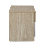 Tron Night Stand- Travertine & White