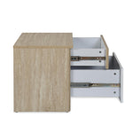 Tron Night Stand- Travertine & White