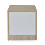 Tron Night Stand- Travertine & White