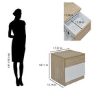 Tron Night Stand- Travertine & White