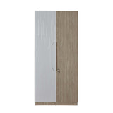Tron 2 Door Wardrobe- Travertine & White