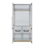 Tron 2 Door Wardrobe- Travertine & White