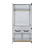 Tron 2 Door Wardrobe- Travertine & White