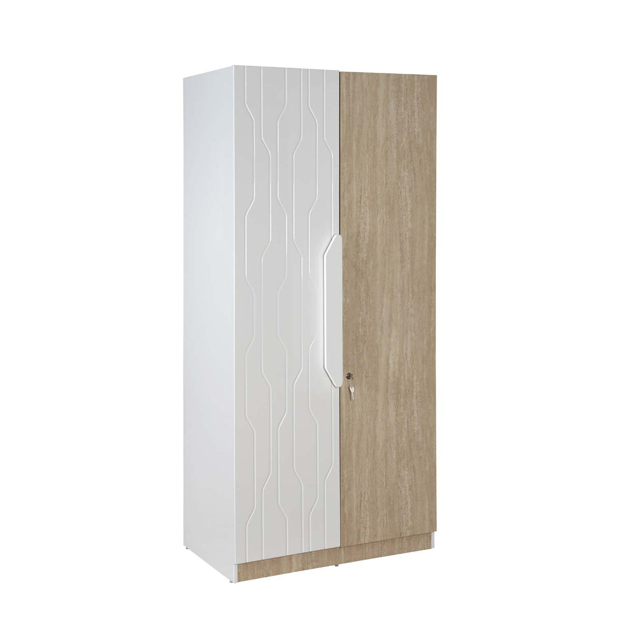 Tron 2 Door Wardrobe- Travertine & White