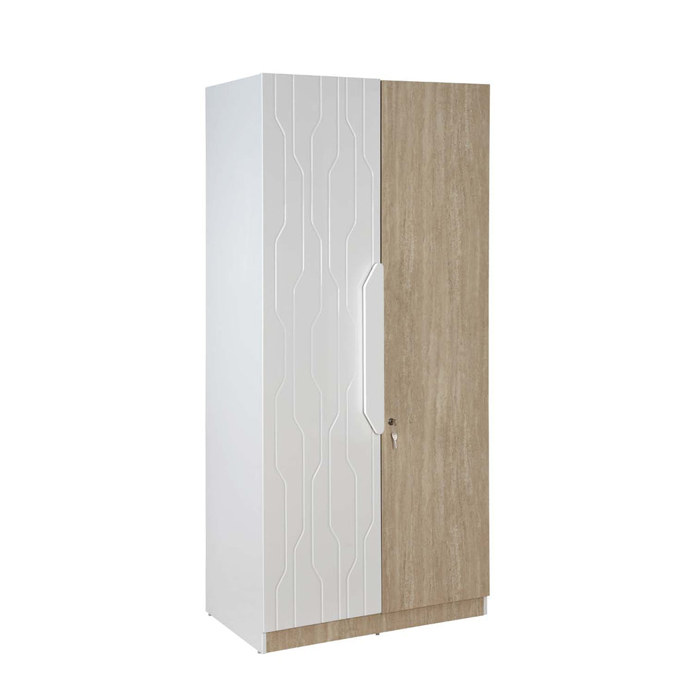 Tron 2 Door Wardrobe- Travertine & White