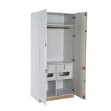 Tron 2 Door Wardrobe- Travertine & White