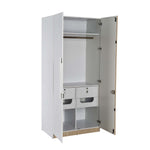 Tron 2 Door Wardrobe- Travertine & White