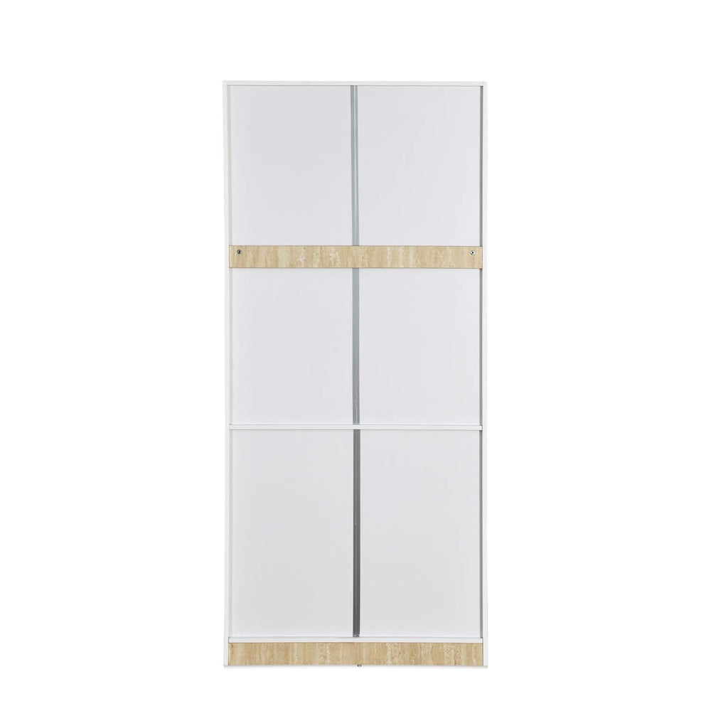 Tron 2 Door Wardrobe- Travertine & White