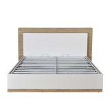 Tron Queen Bed with Hydraulic Storage- Travertine & White