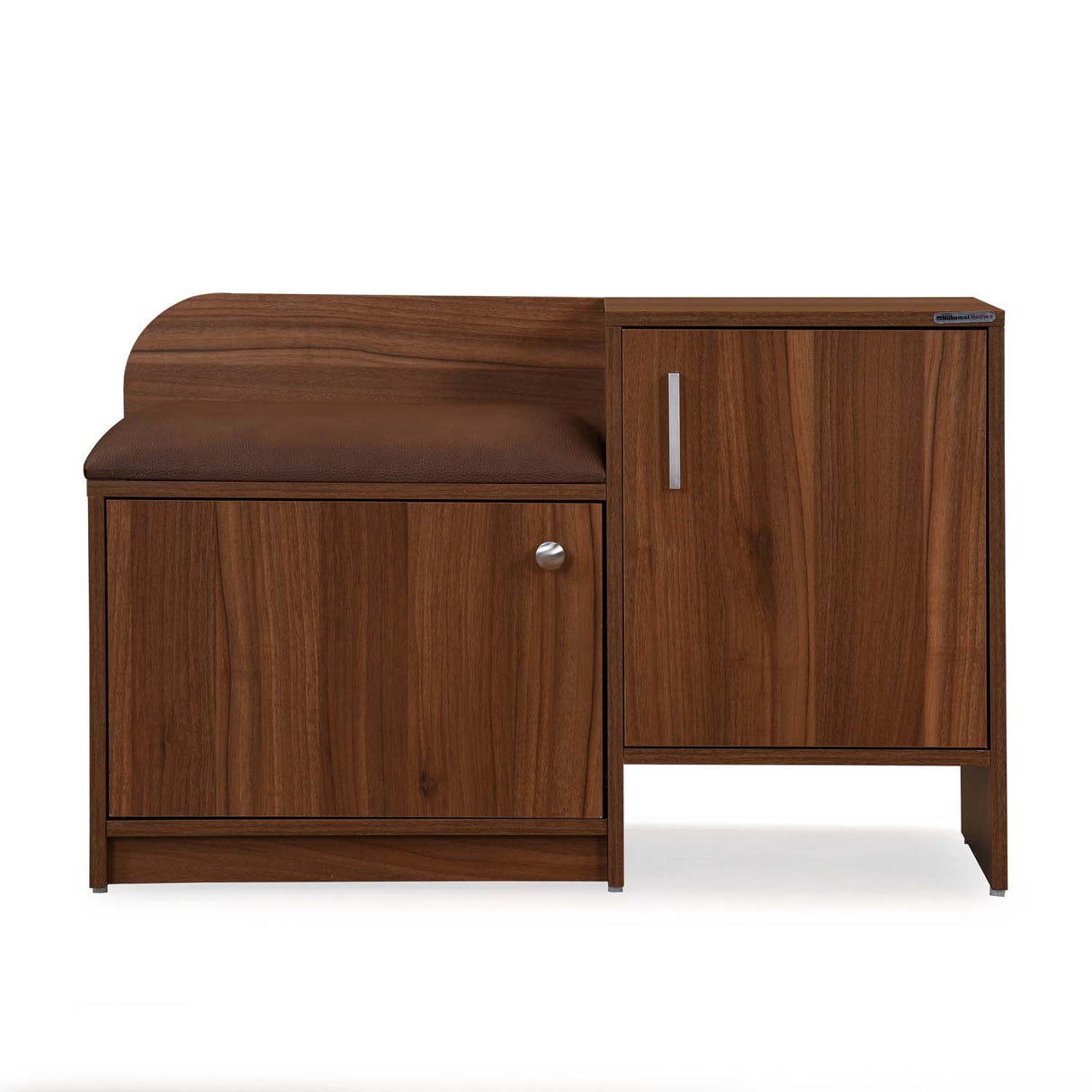 Magnus 2 Door Shoe Cabinet with Small Storage Tower- Lyon Walnut