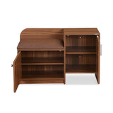 Magnus 2 Door Shoe Cabinet with Small Storage Tower- Lyon Walnut