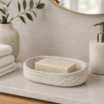 Textured Polyresin Soap Dish- Off White
