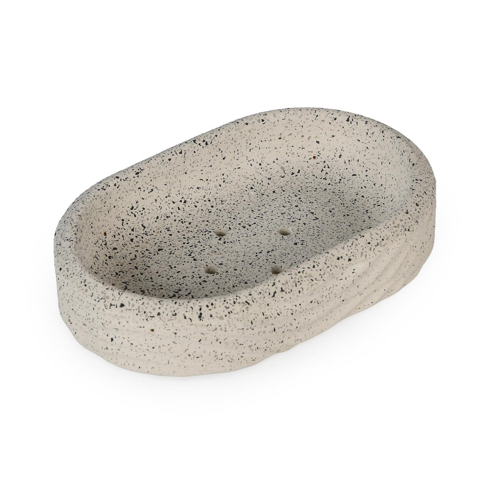 Textured Polyresin Soap Dish- Off White