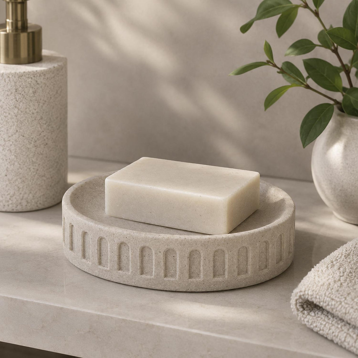 Arch Polyresin Soap Dish- Sand