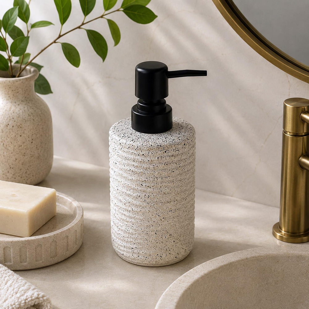 Textured Polyresin Soap Dispenser- Off White