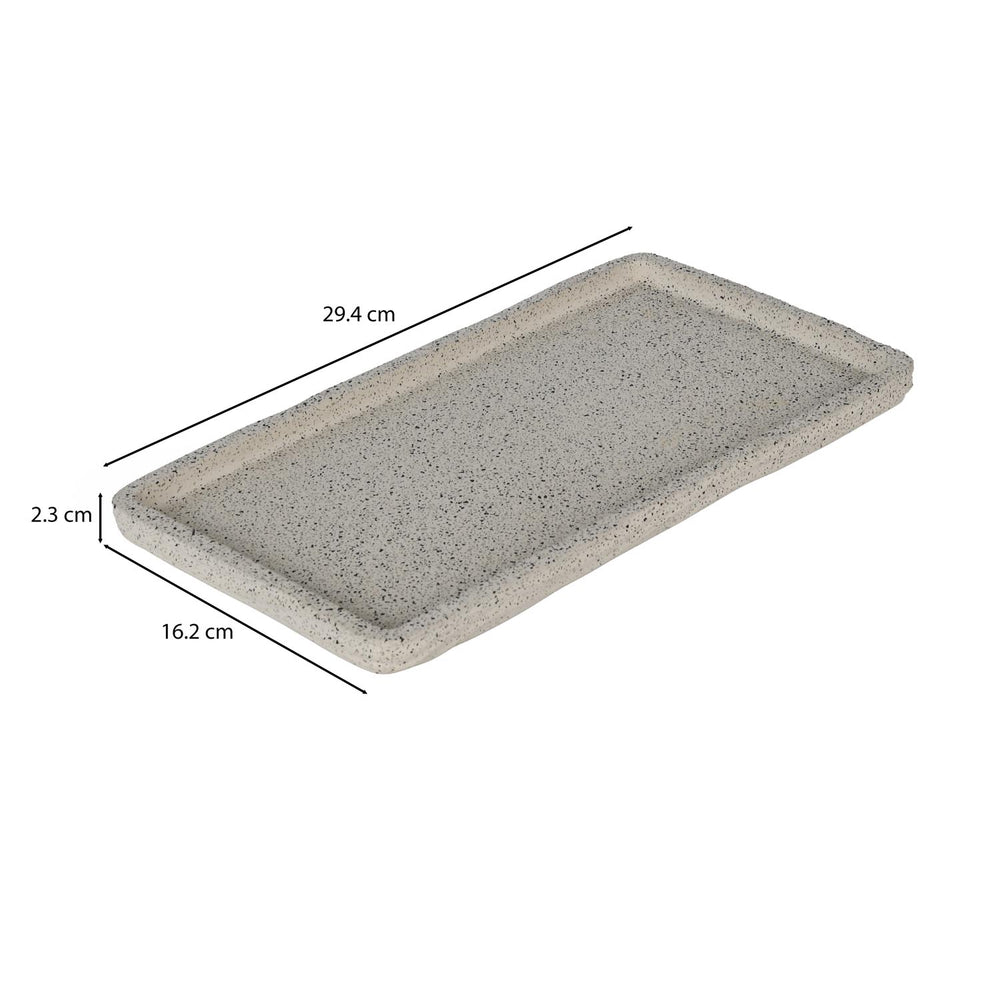 Textured Polyresin Tray- Off White