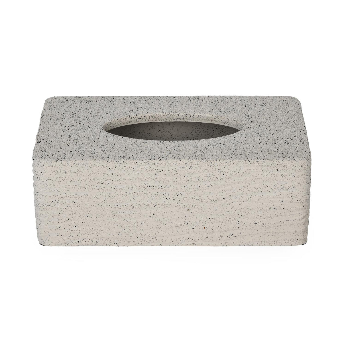 Textured Polyresin Tissue Box- Off White