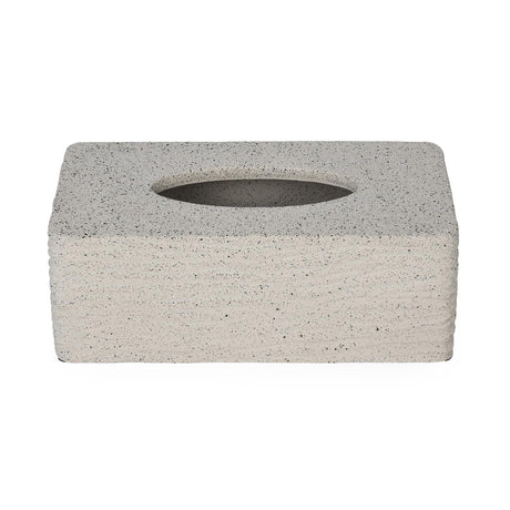 Textured Polyresin Tissue Box- Off White