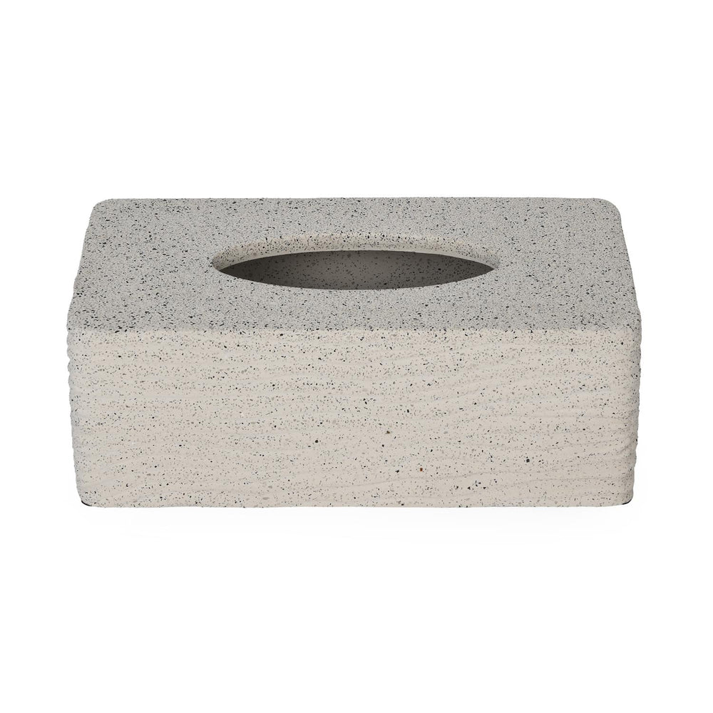Textured Polyresin Tissue Box- Off White