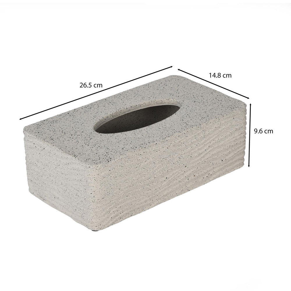 Textured Polyresin Tissue Box- Off White