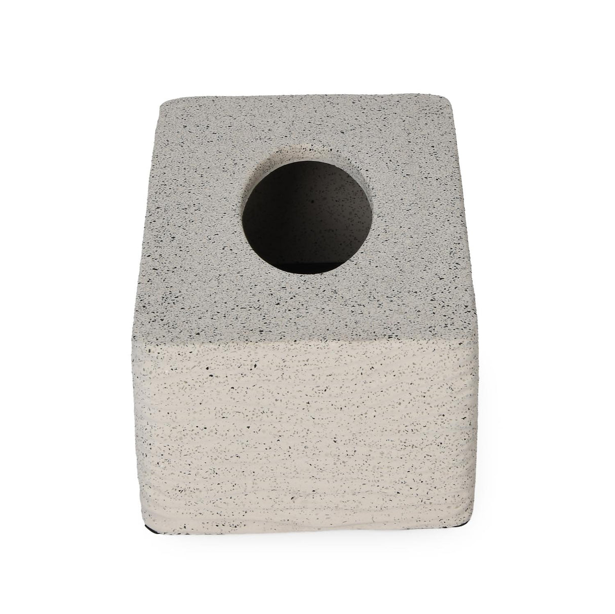 Textured Polyresin Tissue Box- Off White