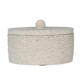 Textured Polyresin Storage Box- Off White