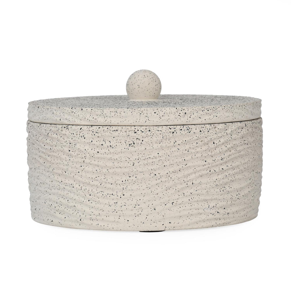 Textured Polyresin Storage Box- Off White
