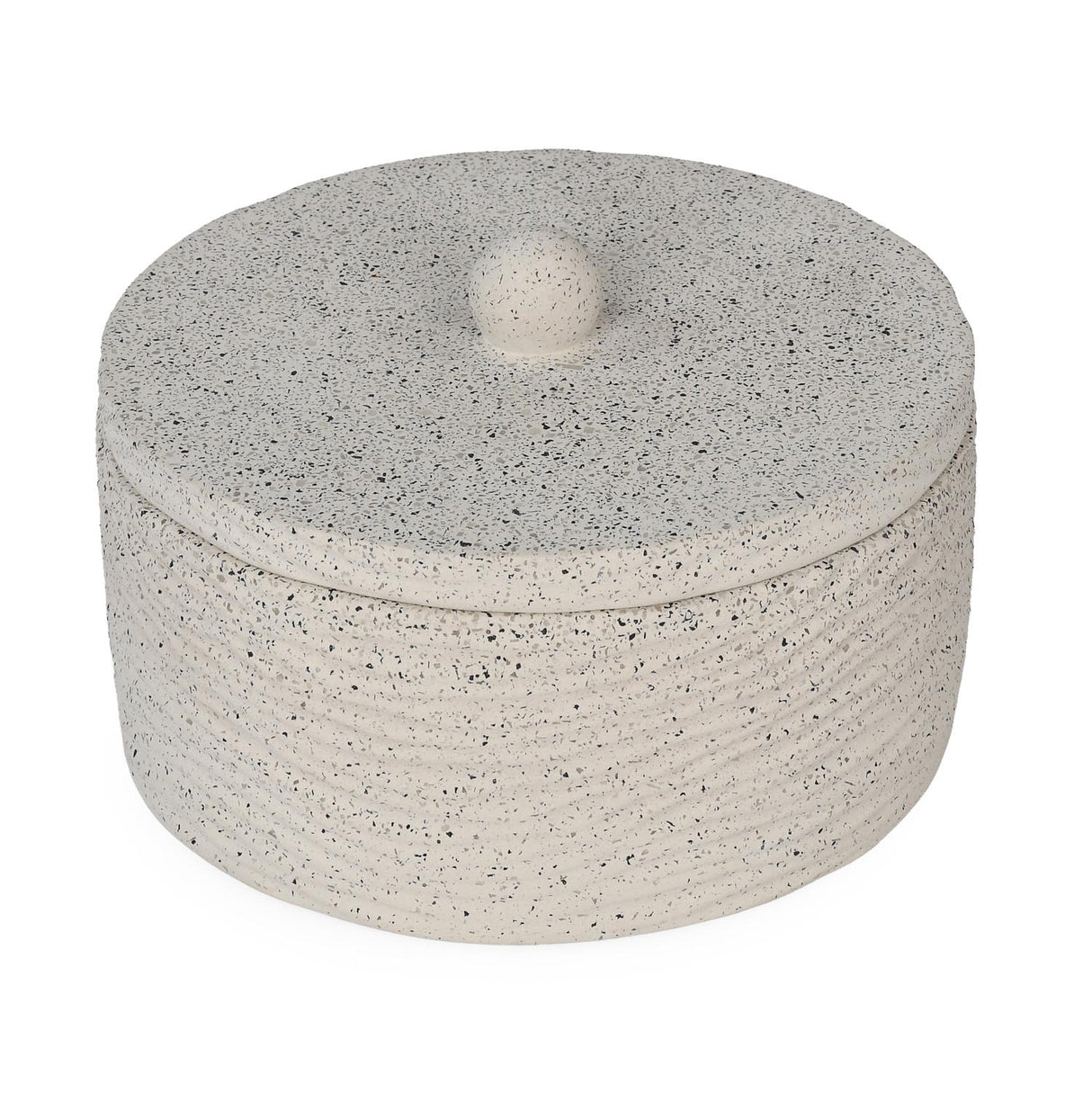 Textured Polyresin Storage Box- Off White