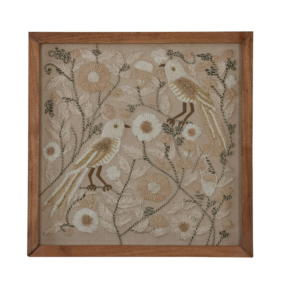 Embroidered Wall Art- Beige