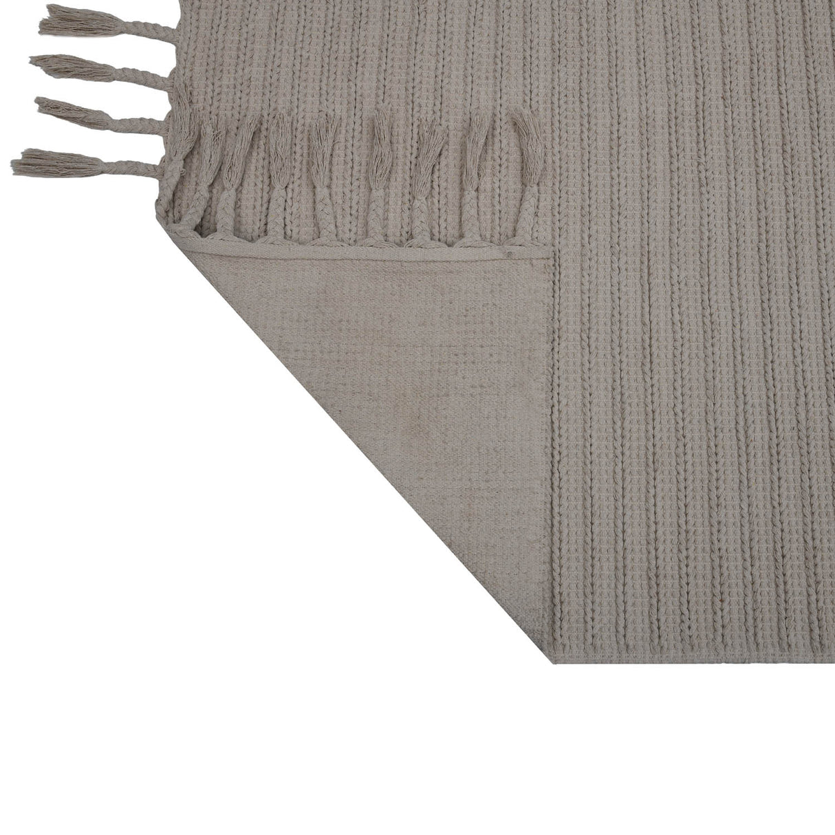 Braided Pattern Cotton 120 x 180 cm Rug- Cream