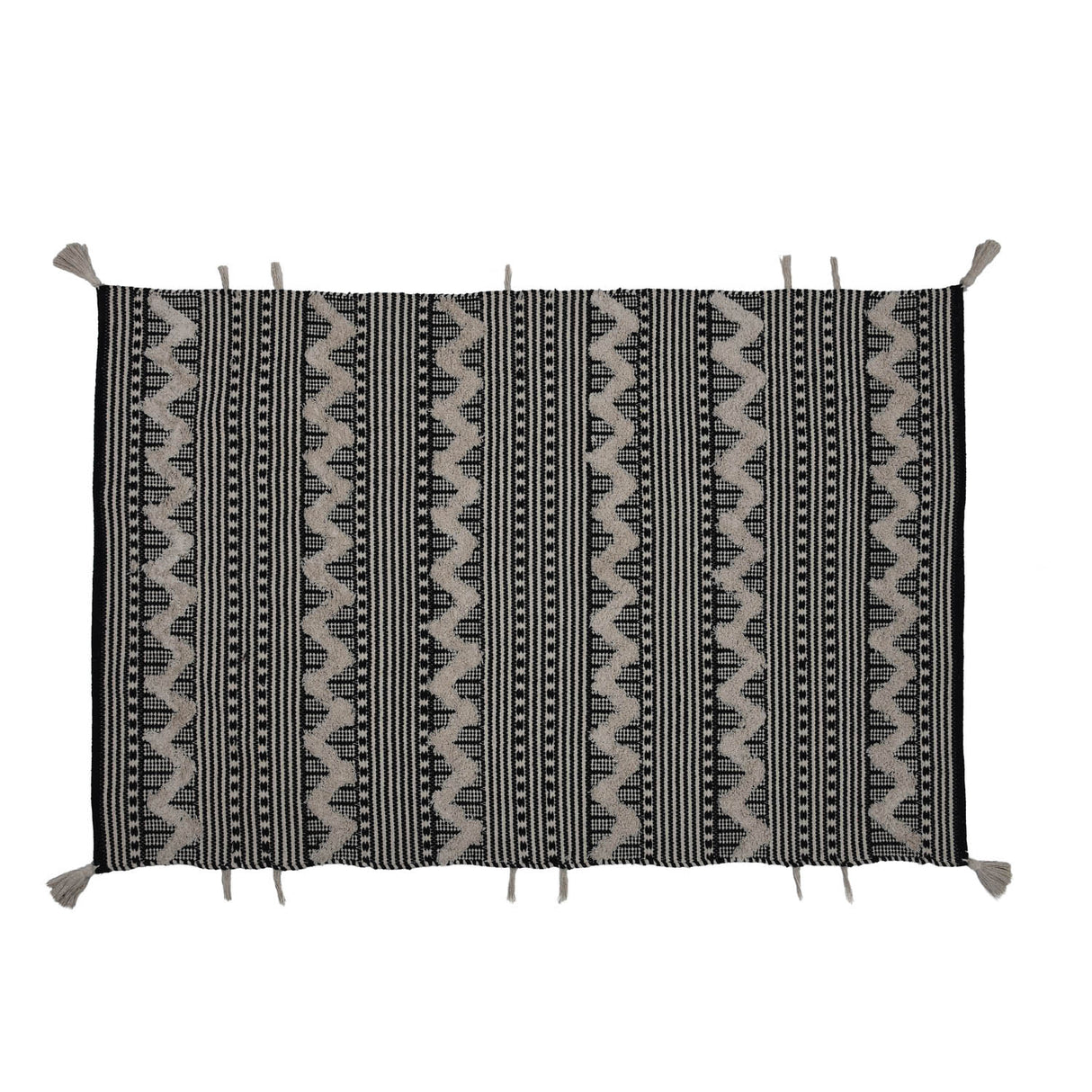 Zigzag Cotton 120 x 180 cm Rug- Black & White