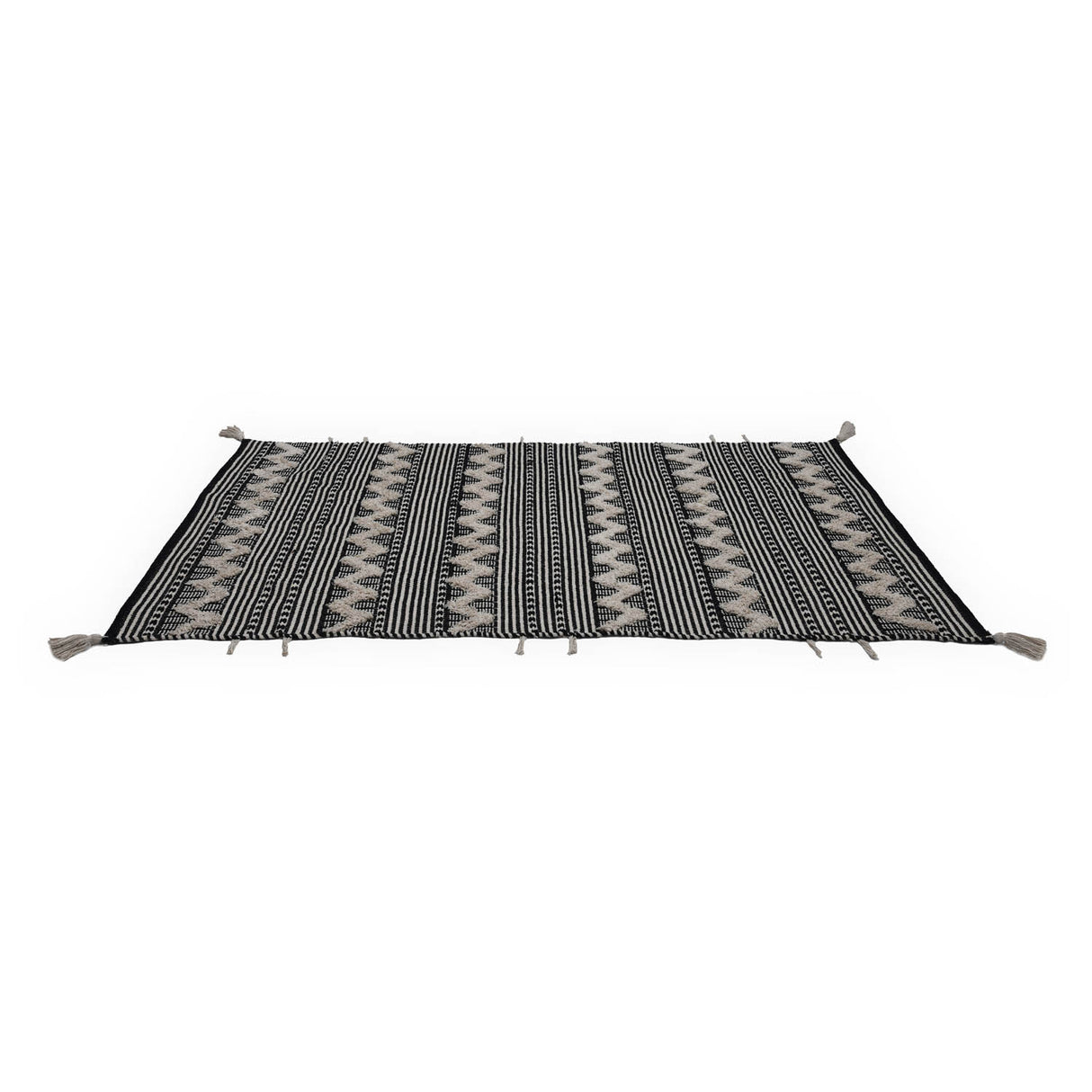 Zigzag Cotton 120 x 180 cm Rug- Black & White