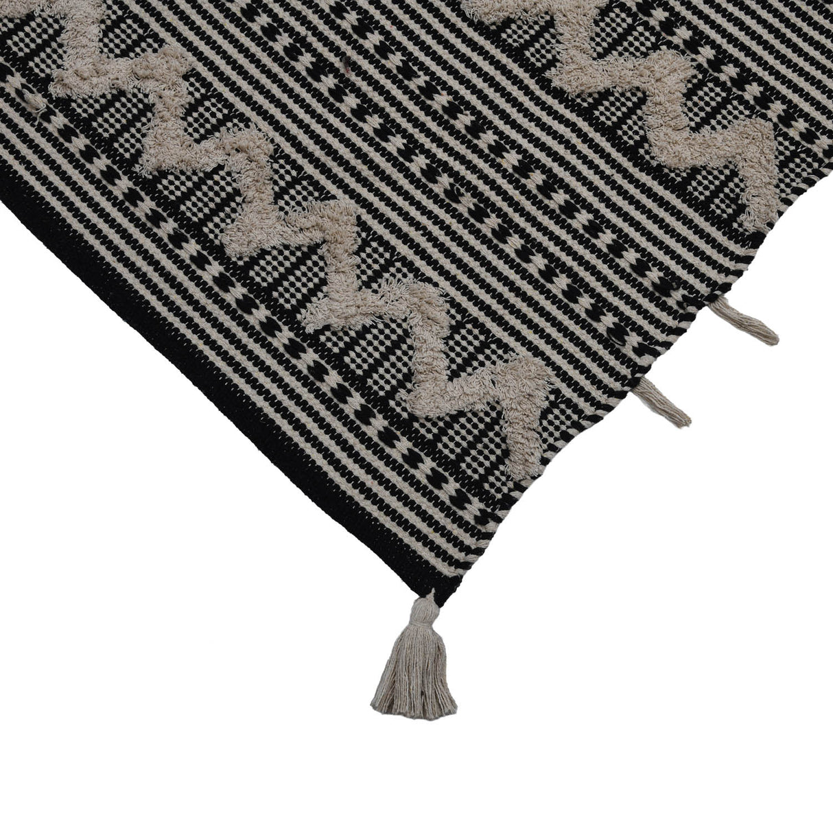 Zigzag Cotton 120 x 180 cm Rug- Black & White