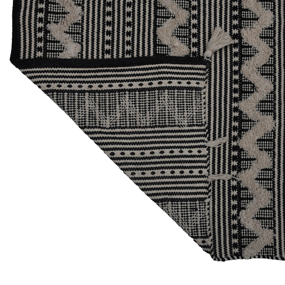 Zigzag Cotton 120 x 180 cm Rug- Black & White