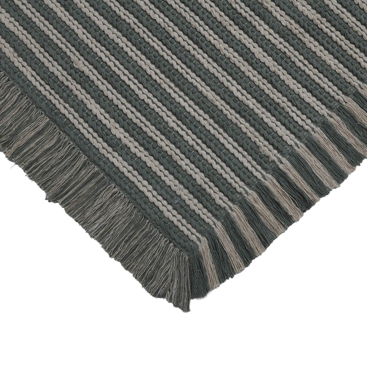 Dual Stripes Cotton 120 x 180 cm Rug- Green