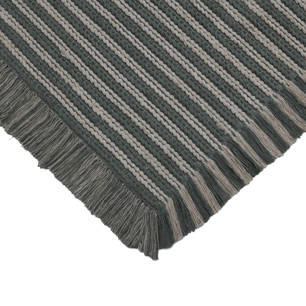 Dual Stripes Cotton 120 x 180 cm Rug- Green