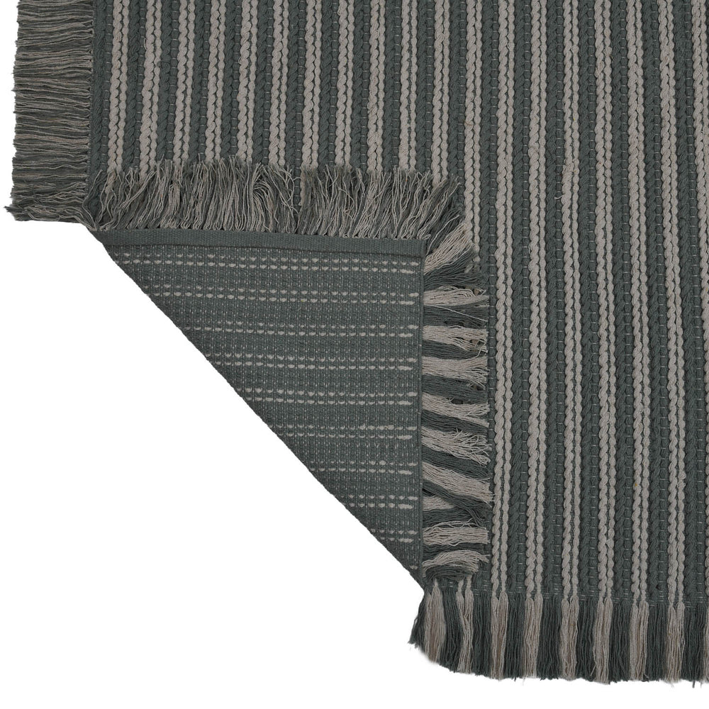 Dual Stripes Cotton 120 x 180 cm Rug- Green