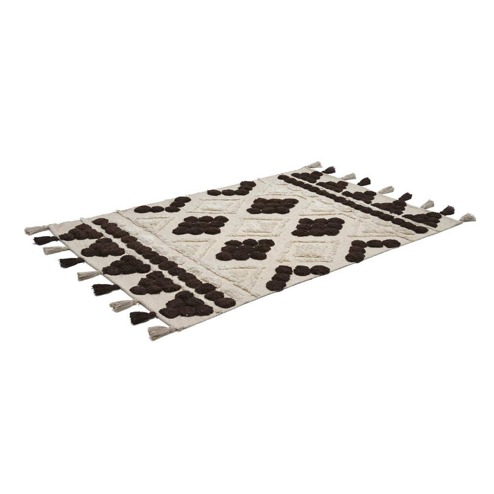 Rhombus Cotton 120 x 180 cm Rug- Beige & Brown
