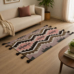Zigzag Cotton 120 x 180 cm Rug- Brown & Peach