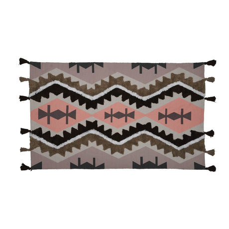 Zigzag Cotton 120 x 180 cm Rug- Brown & Peach