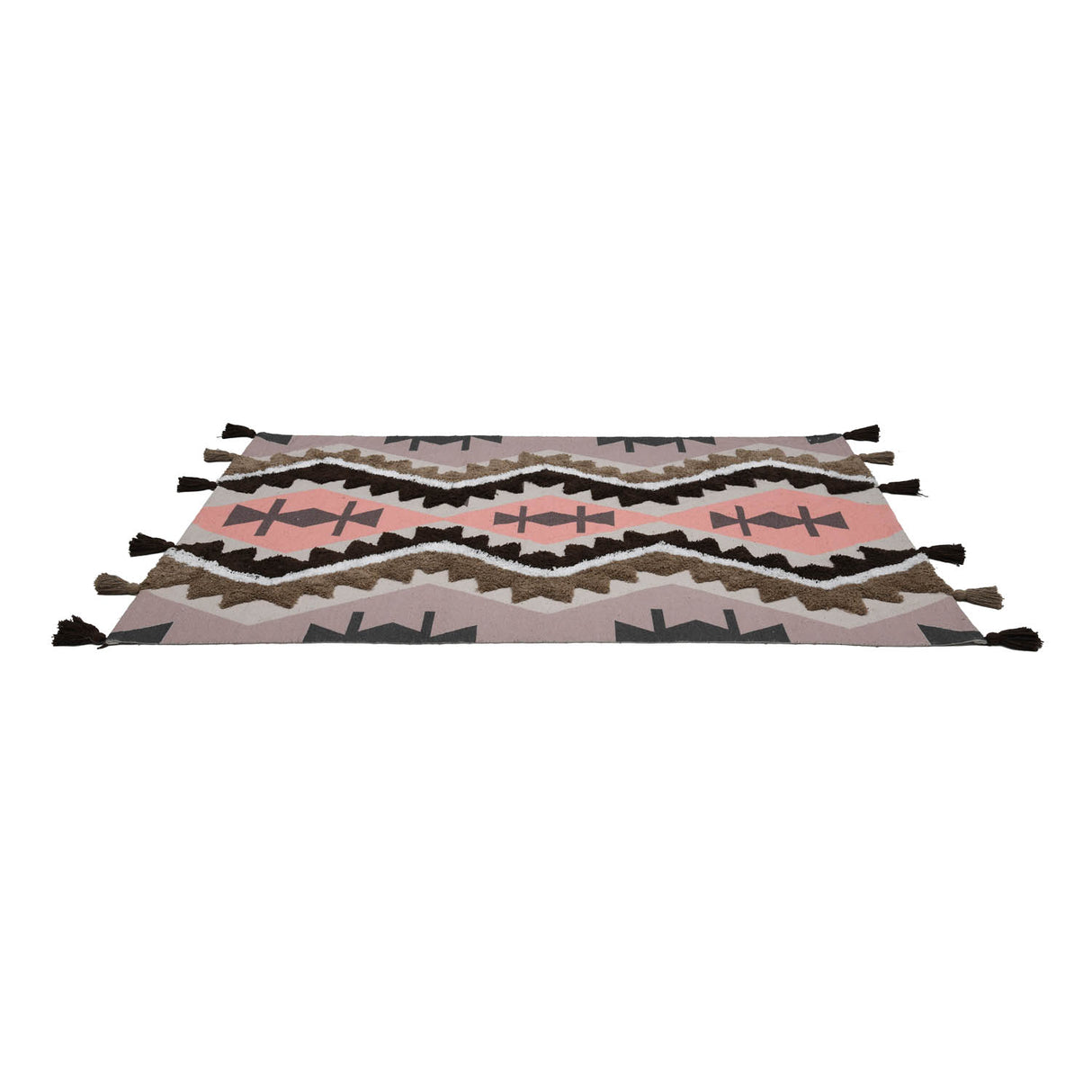 Zigzag Cotton 120 x 180 cm Rug- Brown & Peach
