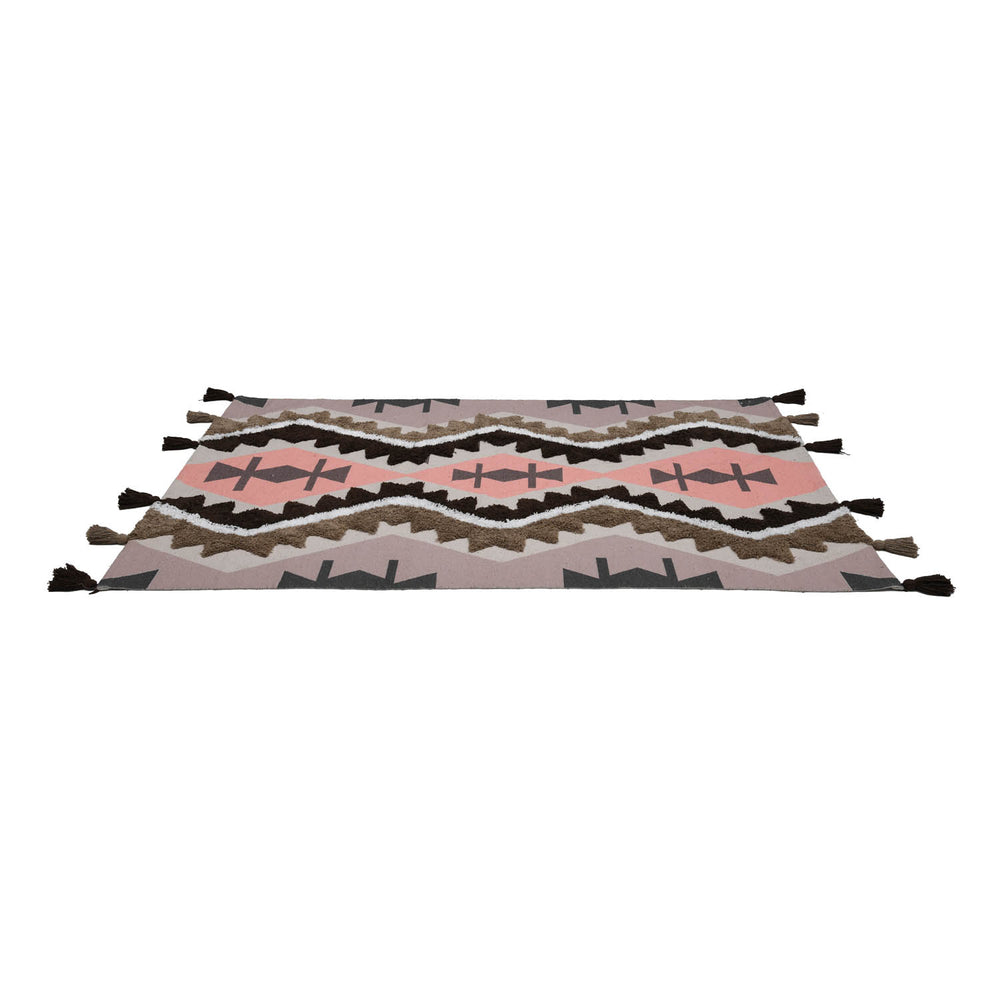 Zigzag Cotton 120 x 180 cm Rug- Brown & Peach