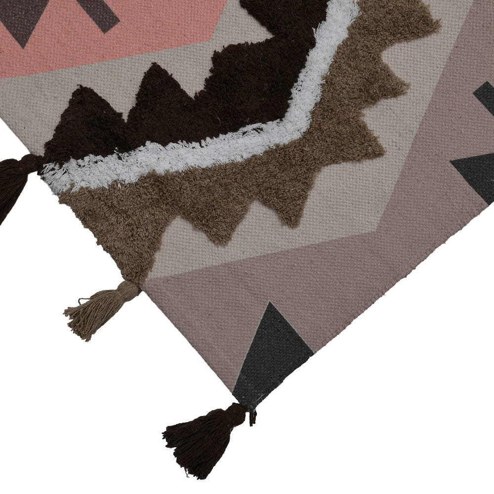 Zigzag Cotton 120 x 180 cm Rug- Brown & Peach