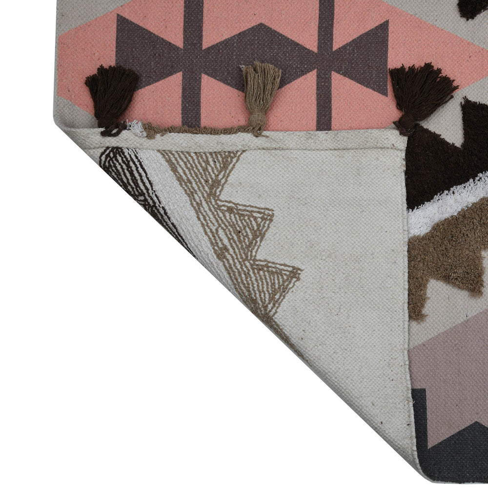 Zigzag Cotton 120 x 180 cm Rug- Brown & Peach