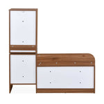 Magnus 3 Door Shoe Cabinet with Small Storage Tower- Lyon Walnut